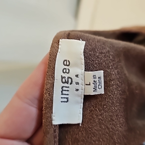 3/$20 Umgee L Striped Elbow Patch Dress - Picture 6 of 7